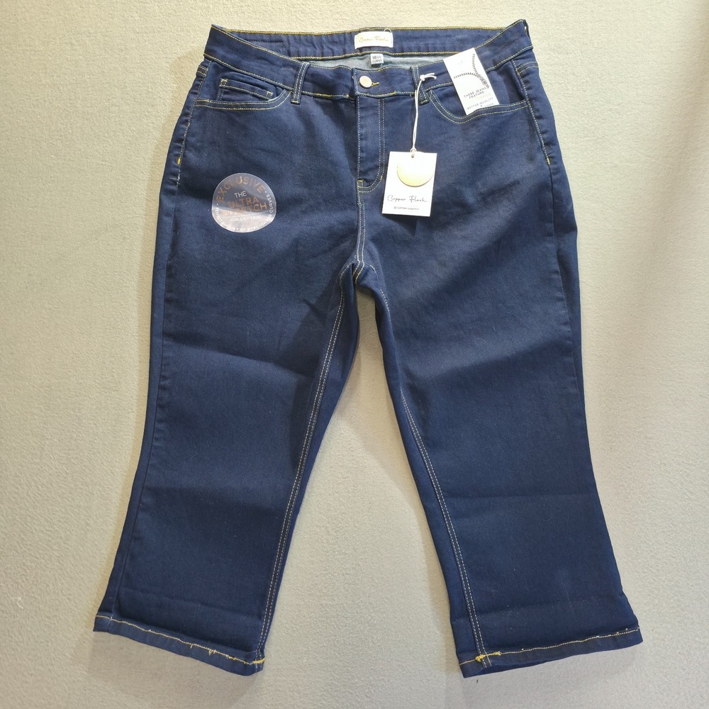 Copper Flash Women's Curvy Mid Rise Denim Capri Size 18W‎ NWT